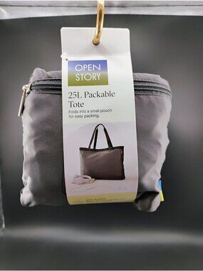 Open Story 25L Packable Water-Resistant Tote Gray Polyester